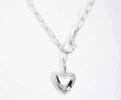 Collar de Rodio con Dije de Corazón