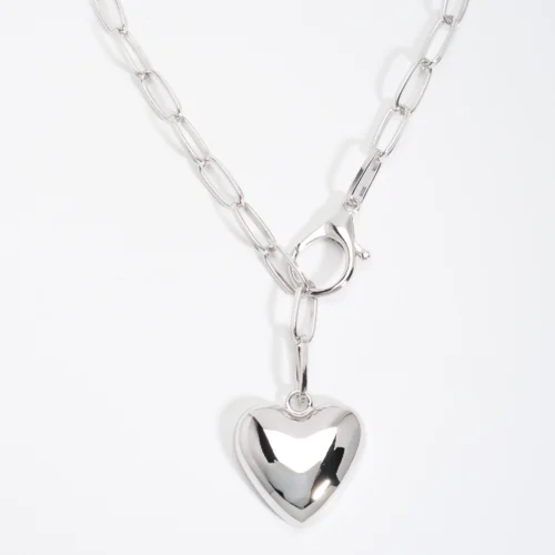 Collar de Rodio con Dije de Corazón