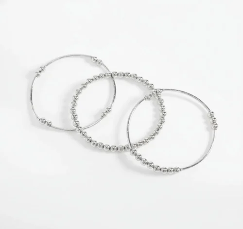 Trío de Pulseras en baño de Rodio