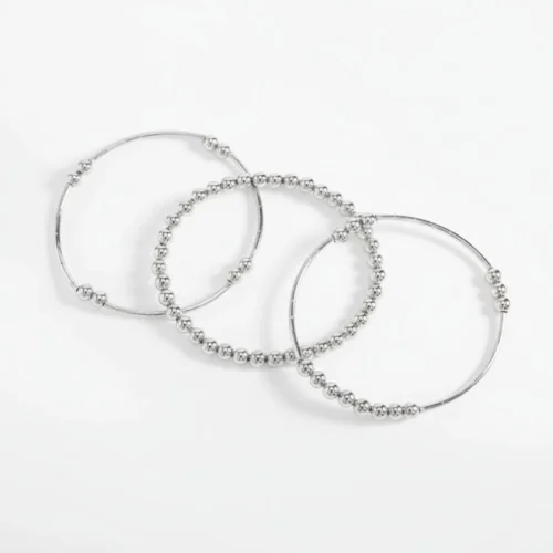 Trío de Pulseras en baño de Rodio